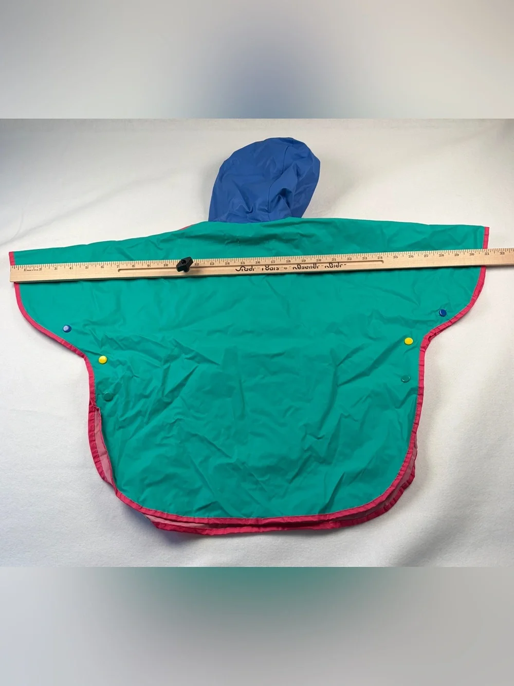 Vtg 90s Gymboree Kids PVC Nylon Colorful Waterproof Rain Poncho Rainbow‎ Tag S/M